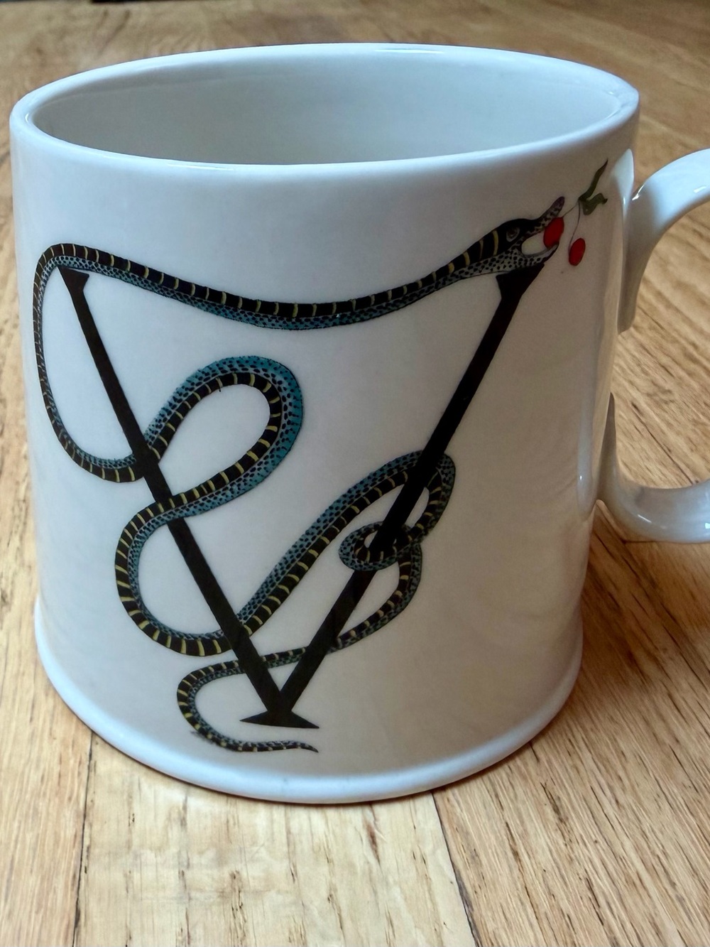 Anthropologie Florence Balducci Letter V Snake Monogram Coffee Mug Retired